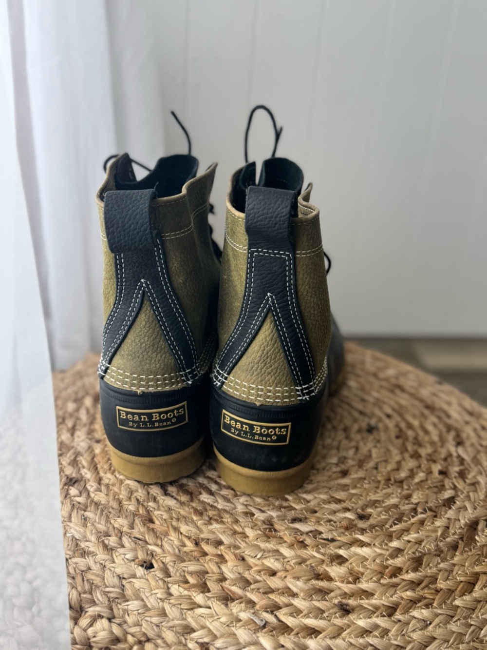 L.L. Bean Men's Waterproof Duck Bean Boot Lace Up Leather Ankle Size 14 OliveBlk - Picture 3 of 6